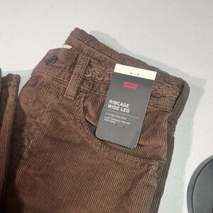 Levi Women's Corduroy Jeans 25x32 Ribcage Wide Leg Brown Base Back NWT
